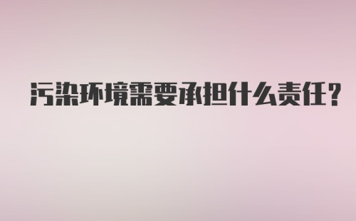 污染环境需要承担什么责任？