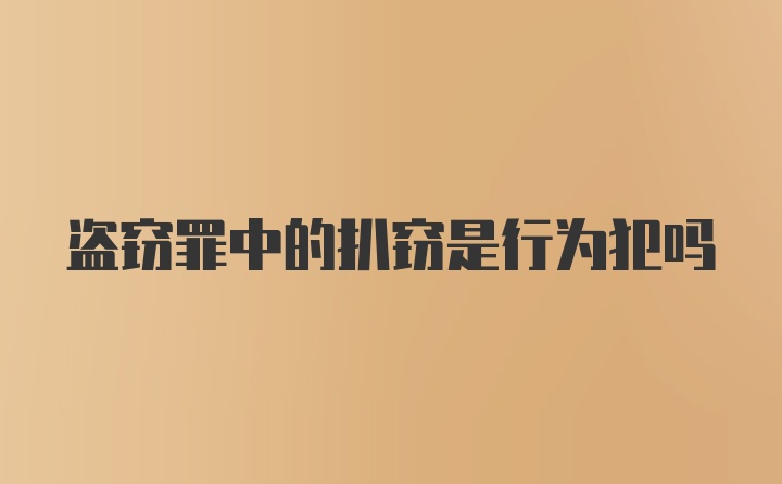 盗窃罪中的扒窃是行为犯吗