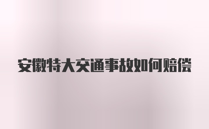 安徽特大交通事故如何赔偿