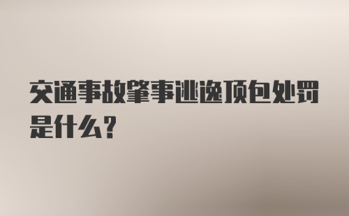 交通事故肇事逃逸顶包处罚是什么？