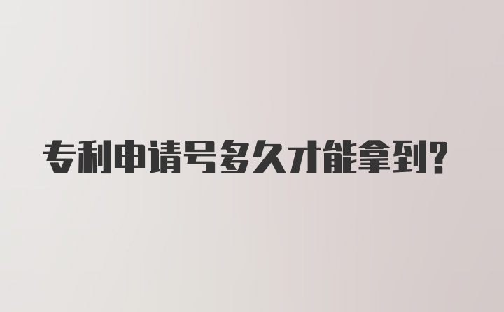 专利申请号多久才能拿到？