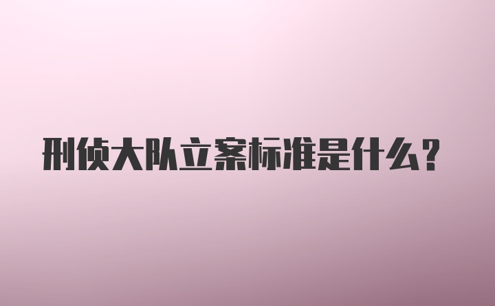 刑侦大队立案标准是什么？