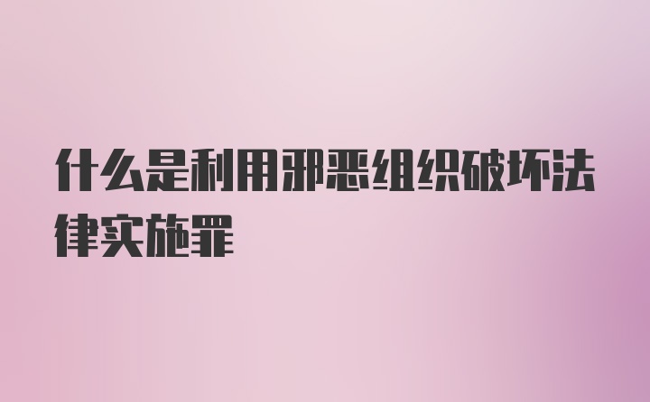 什么是利用邪恶组织破坏法律实施罪