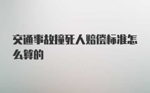 交通事故撞死人赔偿标准怎么算的