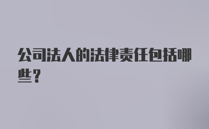 公司法人的法律责任包括哪些?