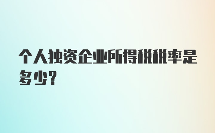 个人独资企业所得税税率是多少？