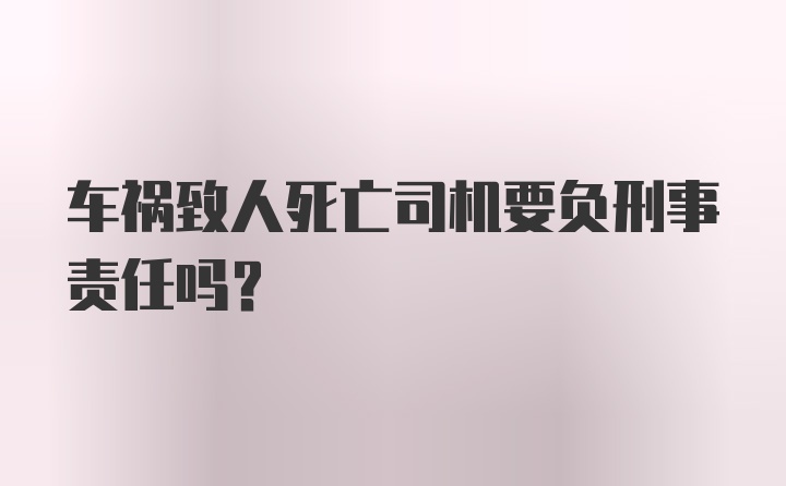 车祸致人死亡司机要负刑事责任吗？