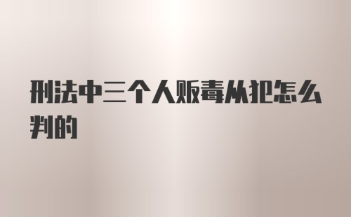 刑法中三个人贩毒从犯怎么判的