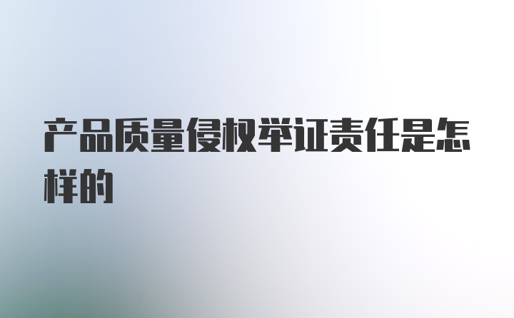 产品质量侵权举证责任是怎样的