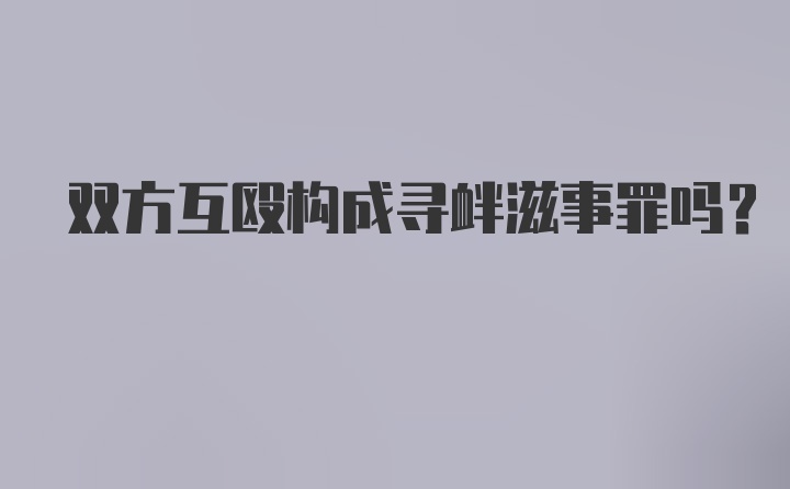 双方互殴构成寻衅滋事罪吗？