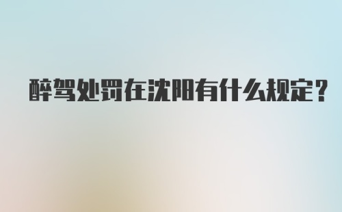 醉驾处罚在沈阳有什么规定?