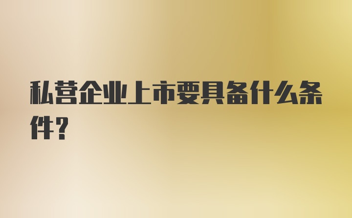 私营企业上市要具备什么条件？