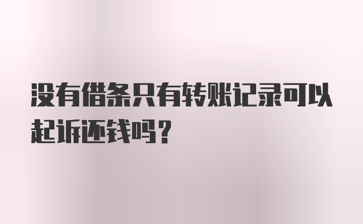 没有借条只有转账记录可以起诉还钱吗？