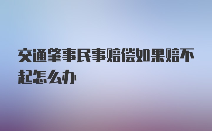 交通肇事民事赔偿如果赔不起怎么办