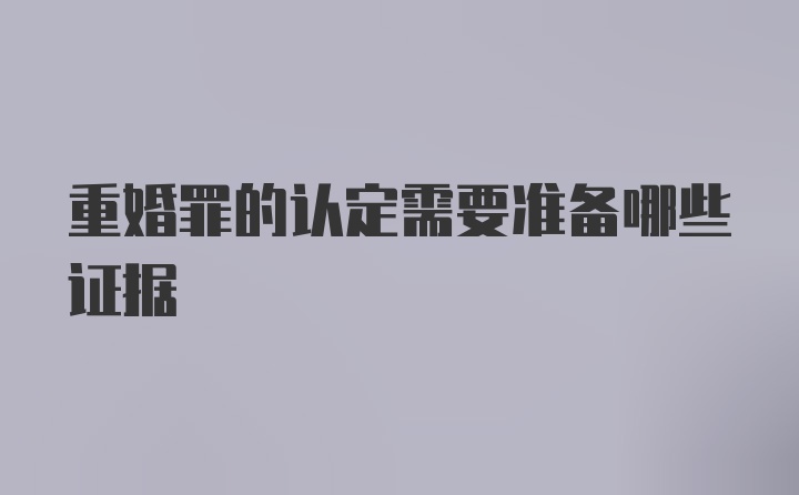 重婚罪的认定需要准备哪些证据