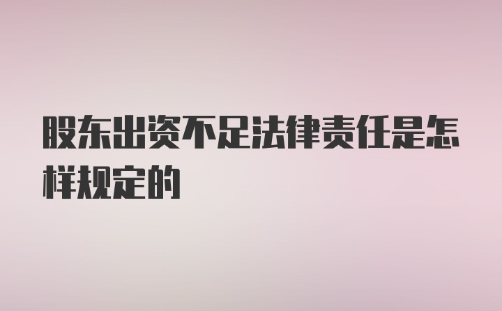 股东出资不足法律责任是怎样规定的