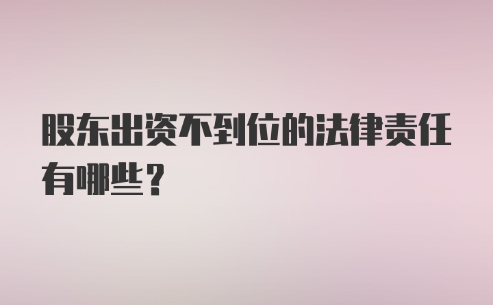 股东出资不到位的法律责任有哪些?