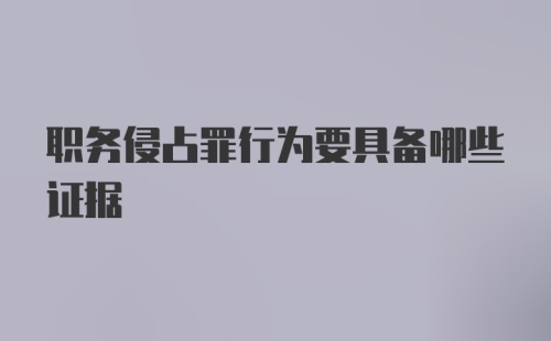 职务侵占罪行为要具备哪些证据