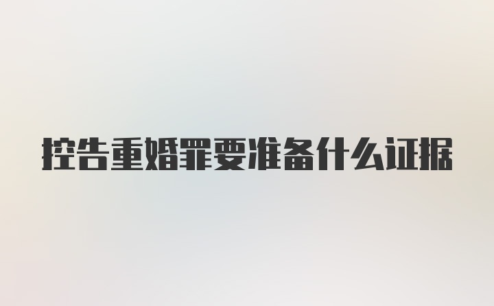 控告重婚罪要准备什么证据