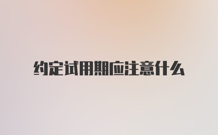 约定试用期应注意什么