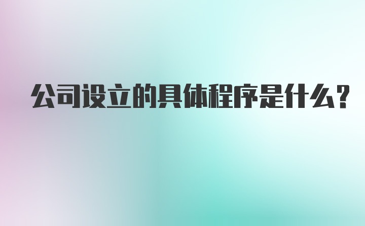 公司设立的具体程序是什么？