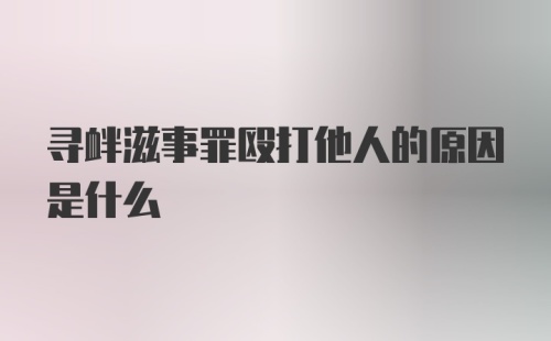 寻衅滋事罪殴打他人的原因是什么