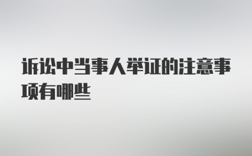 诉讼中当事人举证的注意事项有哪些