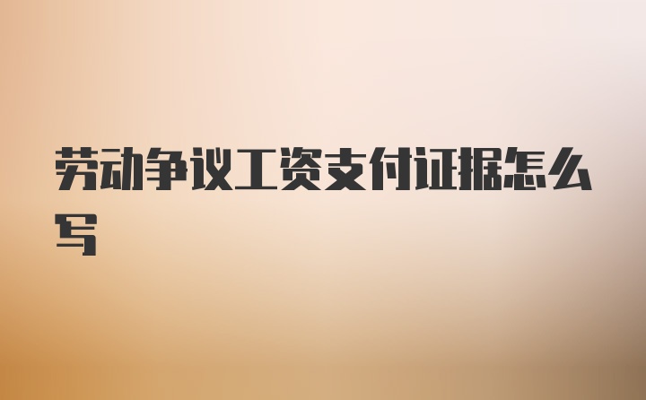 劳动争议工资支付证据怎么写
