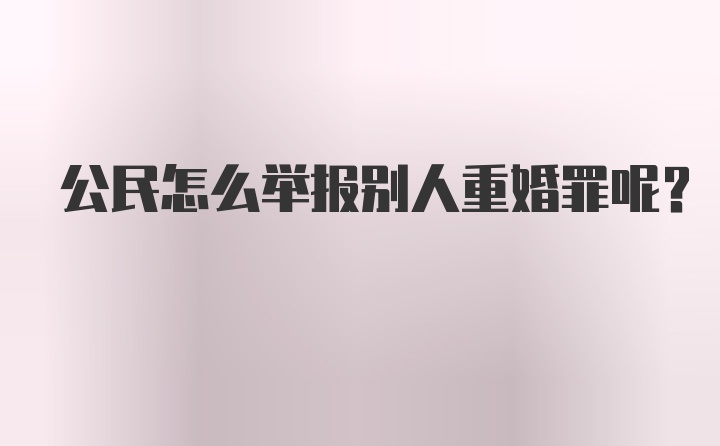 公民怎么举报别人重婚罪呢？