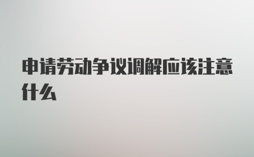 申请劳动争议调解应该注意什么