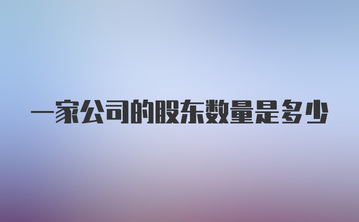 一家公司的股东数量是多少