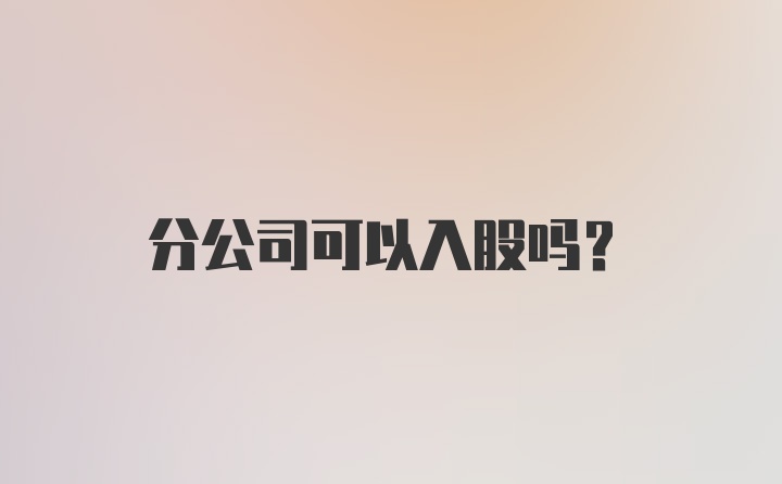 分公司可以入股吗？