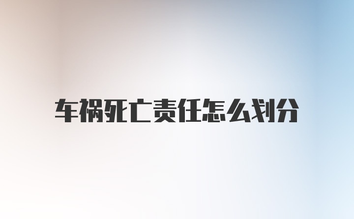 车祸死亡责任怎么划分