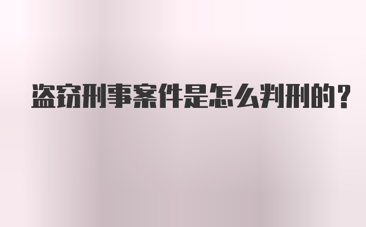 盗窃刑事案件是怎么判刑的？