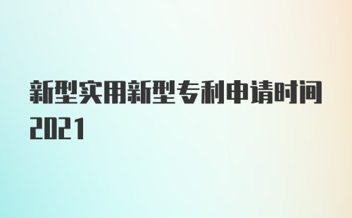 新型实用新型专利申请时间2021