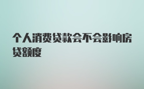 个人消费贷款会不会影响房贷额度