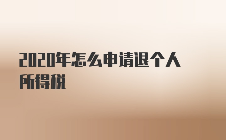 2020年怎么申请退个人所得税