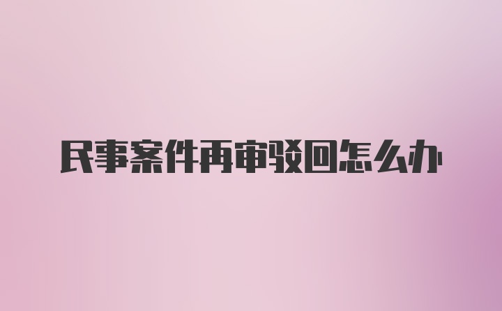 民事案件再审驳回怎么办