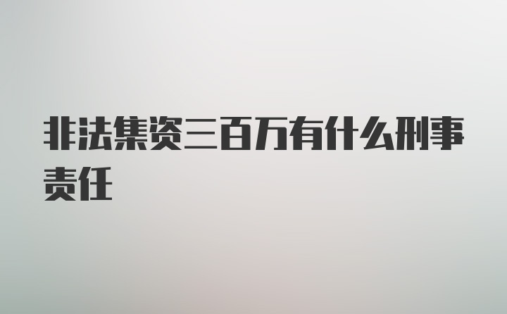 非法集资三百万有什么刑事责任