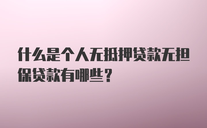 什么是个人无抵押贷款无担保贷款有哪些？