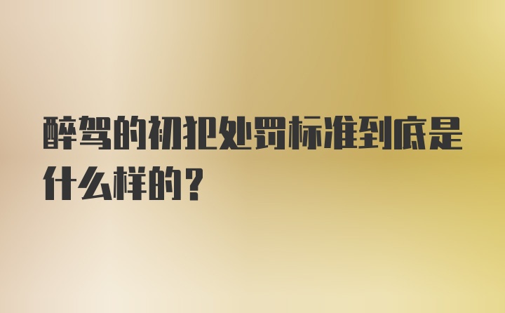 醉驾的初犯处罚标准到底是什么样的？