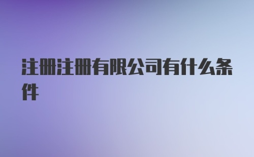 注册注册有限公司有什么条件