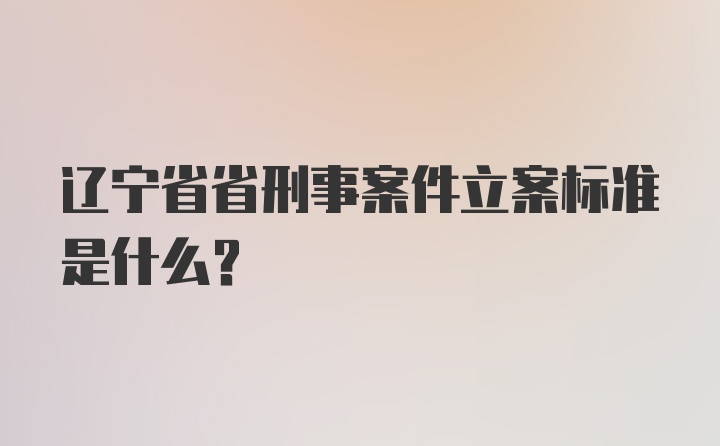 辽宁省省刑事案件立案标准是什么？