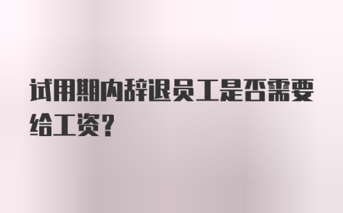 试用期内辞退员工是否需要给工资？