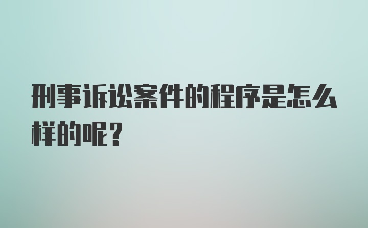 刑事诉讼案件的程序是怎么样的呢？