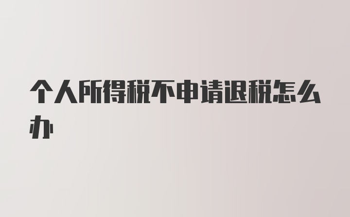 个人所得税不申请退税怎么办