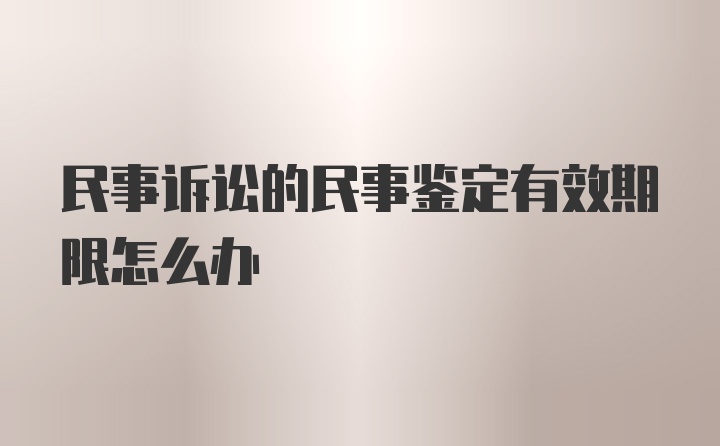 民事诉讼的民事鉴定有效期限怎么办