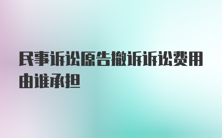 民事诉讼原告撤诉诉讼费用由谁承担