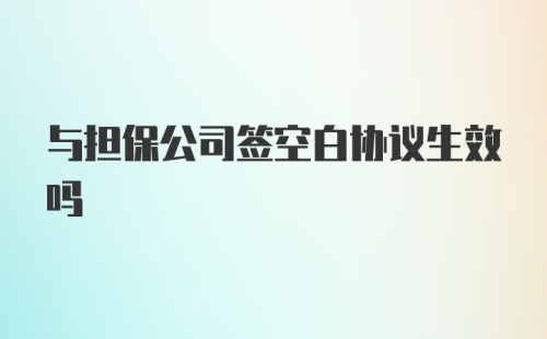 与担保公司签空白协议生效吗