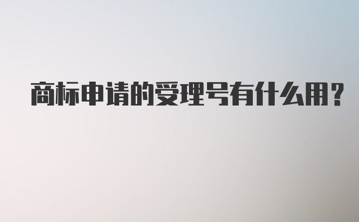 商标申请的受理号有什么用？